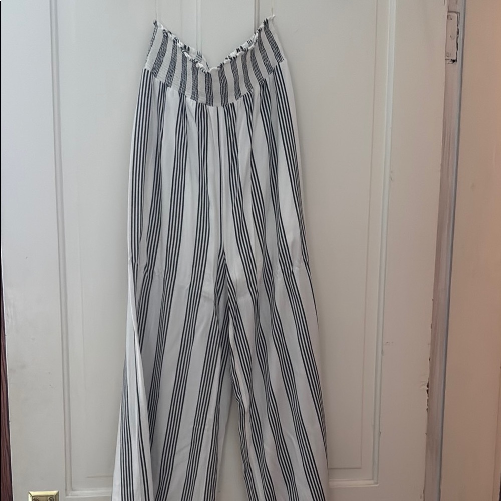 Peach Love California Black and White Striped Wide Leg Pants, Size Small